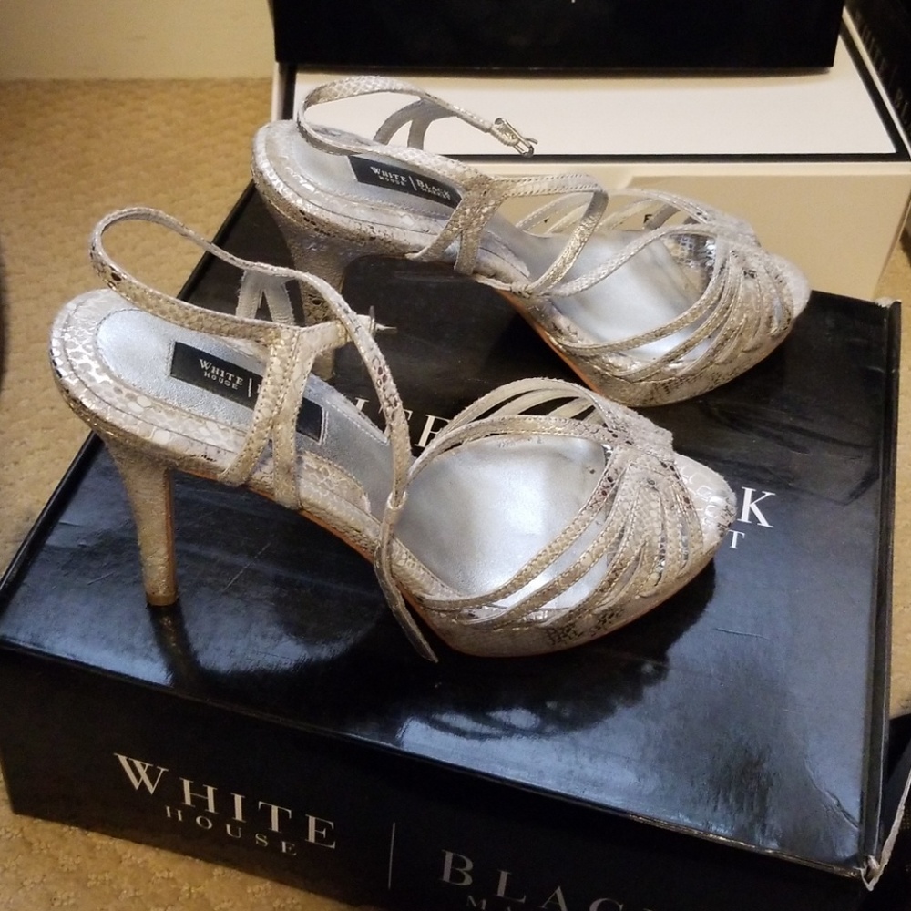 Silver platform heels White House Black Market